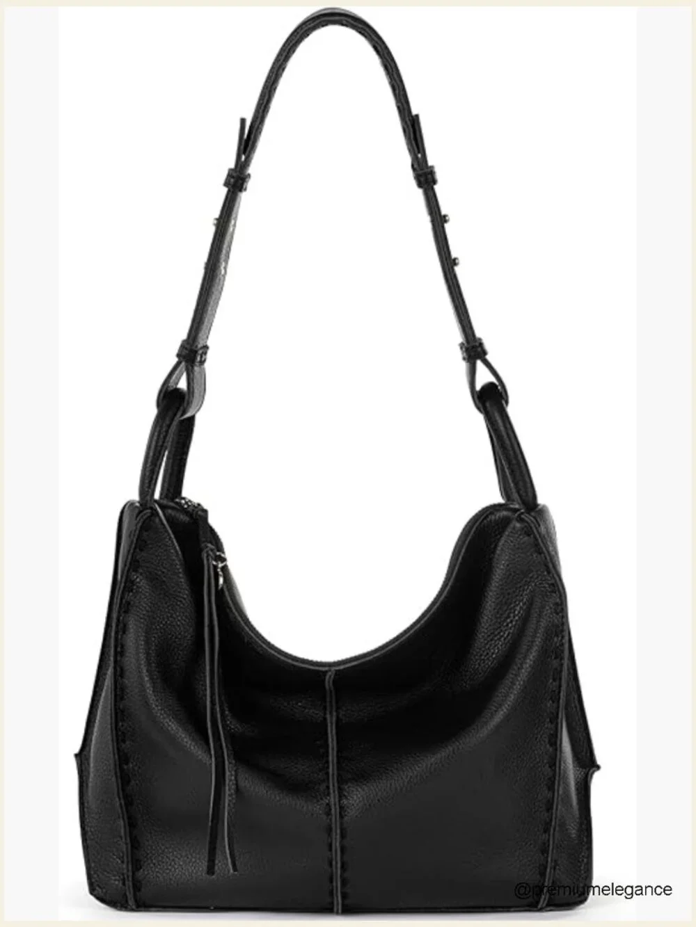 Large Leather Hobo Purse with Zipper Pocket, Everyday Handbag